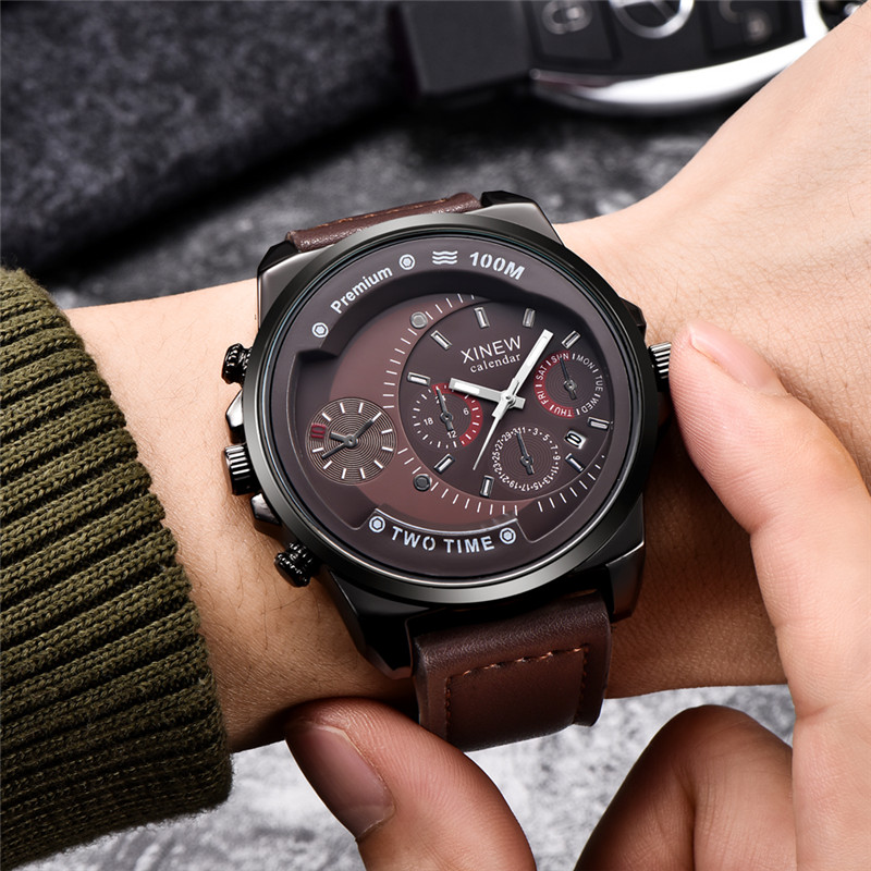 Original XINEW Brand Men Watch - Leather Watch Band Men incelemesi ve fiyatı