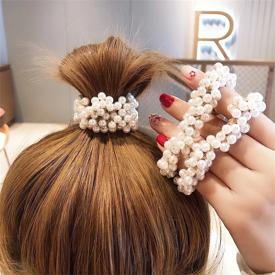 Woman Elegant Pearl Hair Ties  - Silicone Band Women incelemesi ve fiyatı