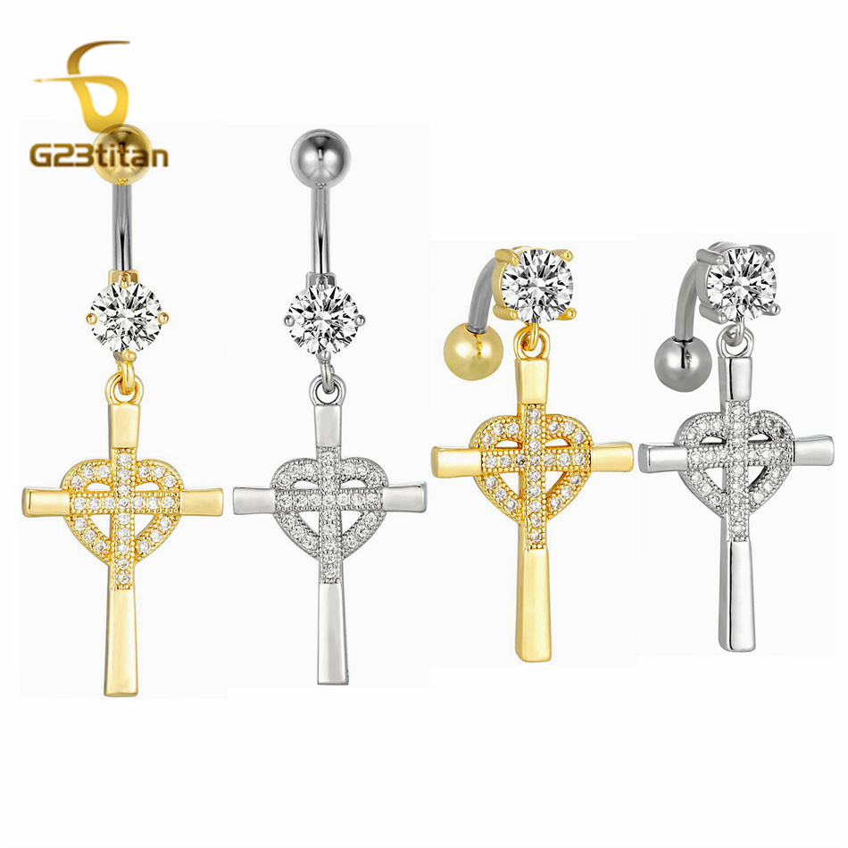 CZ Heart Cross Zircon Dangled  - Curved Spring Bar incelemesi ve fiyatı