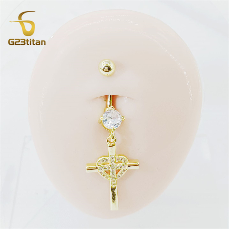 CZ Heart Cross Zircon Dangled  - Curved Spring Bar incelemesi ve fiyatı