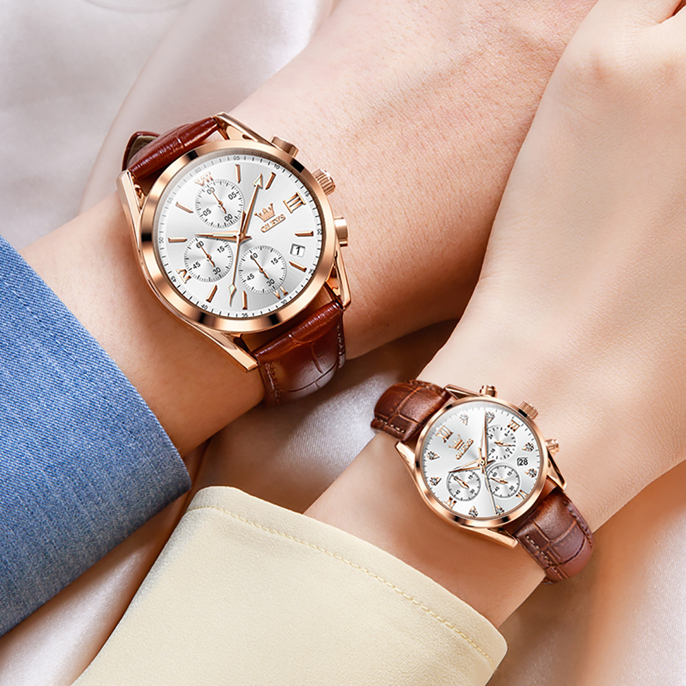 OLEVS Couple Watch for Men Wom - Leather Watch Band Men incelemesi ve fiyatı