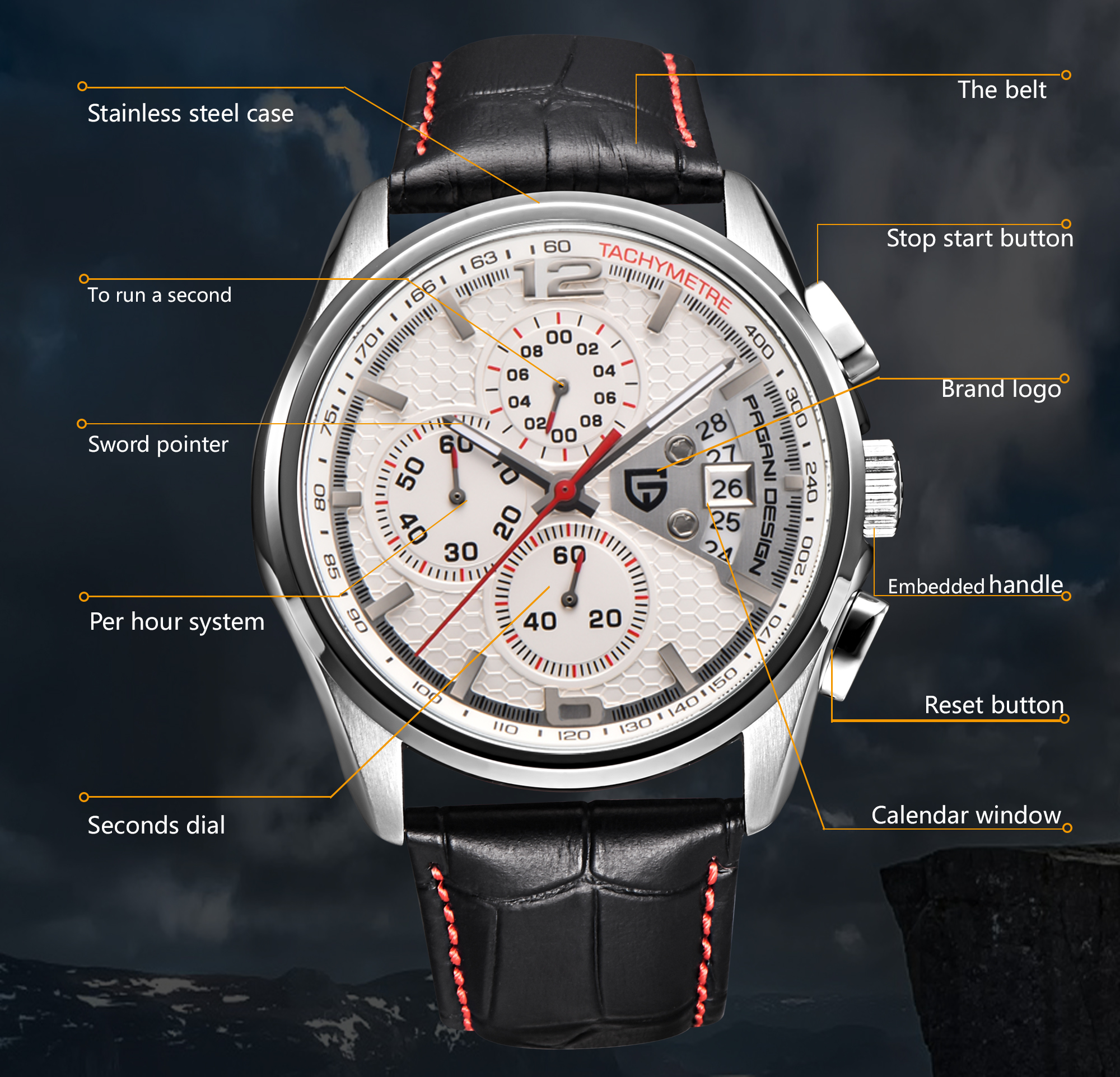 Pagani PD3306 Mens Quartz Watc - Leather Watch Band Men incelemesi ve fiyatı