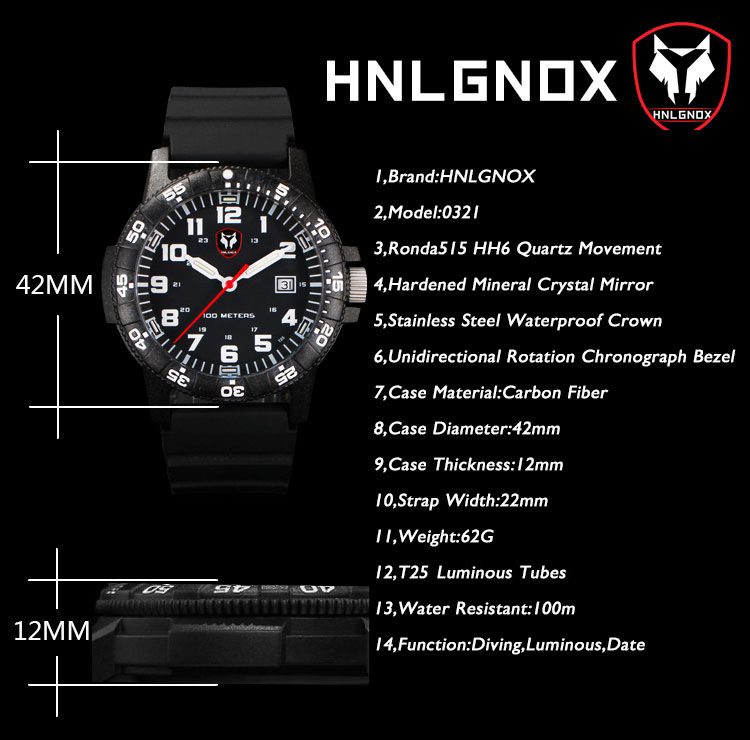 Hnlgnox Mens Pilot Watches Spo - Rubber Strap Diver incelemesi ve fiyatı