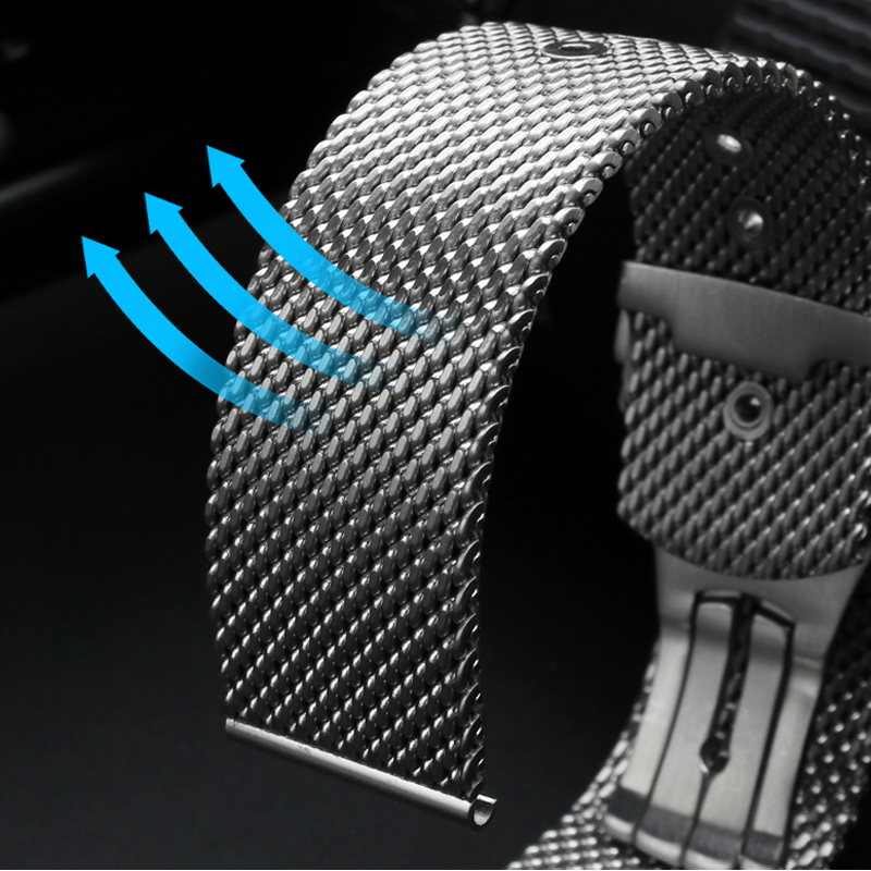 20mm 22mm solid Stainless Stee - Mesh Strap Metal incelemesi ve fiyatı