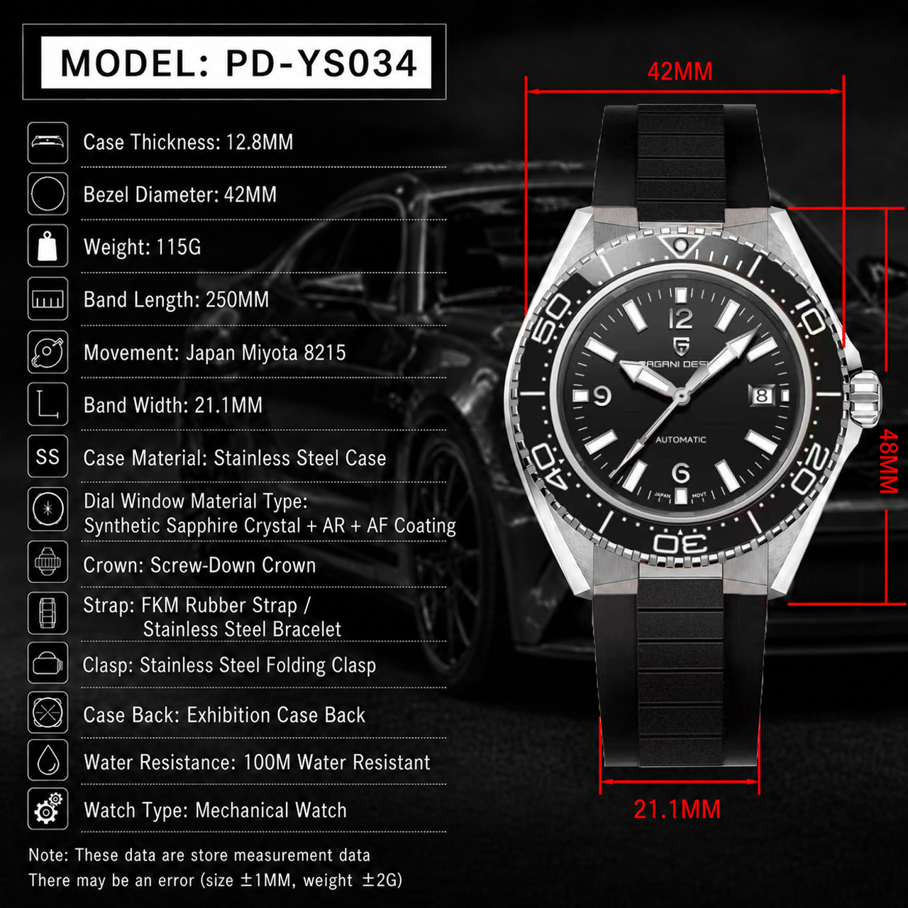 Pagani Design Luxury Men's Aut - Rubber Strap Diver incelemesi ve fiyatı
