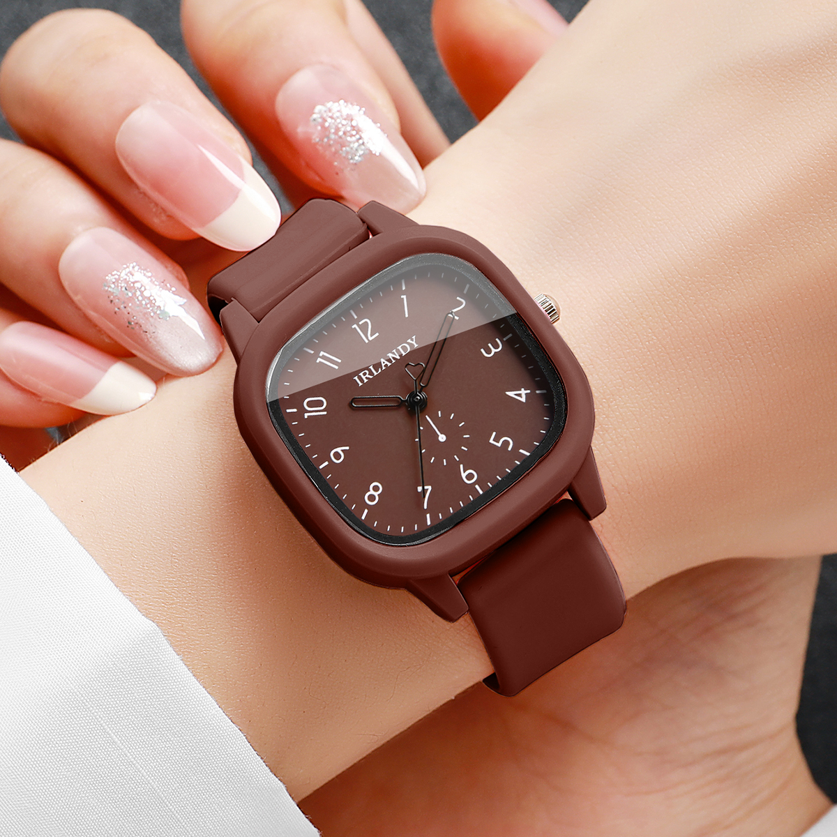 2PCS Fashion Square Arabic Dia - Silicone Band Women incelemesi ve fiyatı