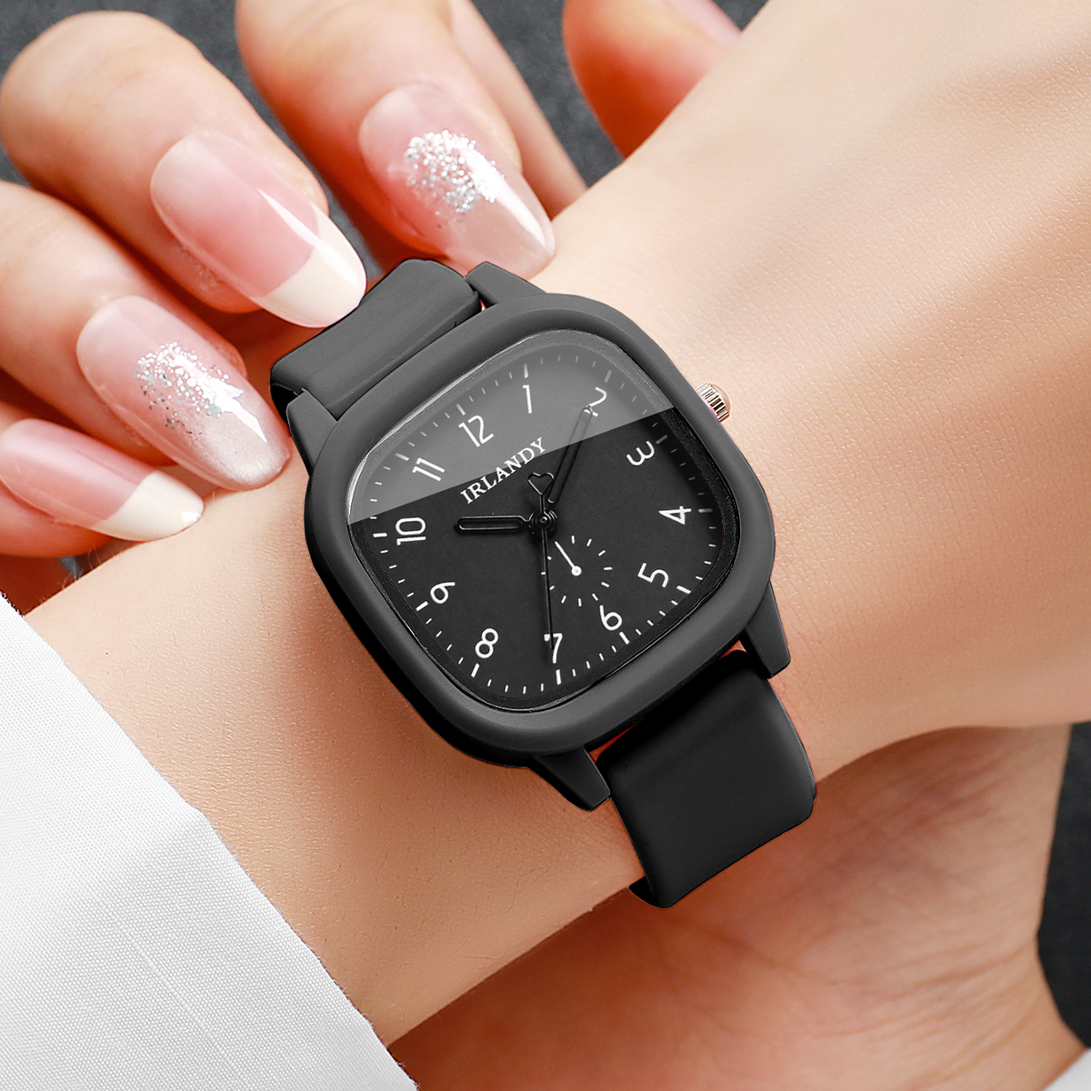 2PCS Fashion Square Arabic Dia - Silicone Band Women incelemesi ve fiyatı