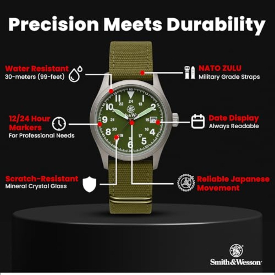Men's Military Watch, 3 Interc - Canvas Strap Watch incelemesi ve fiyatı