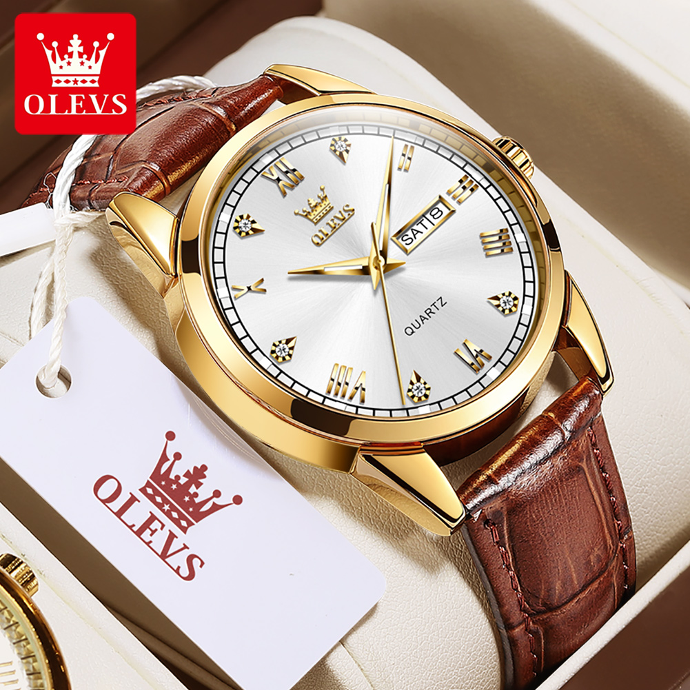 OLEVS 6896 Top Brand Men Quart - Leather Watch Band Men incelemesi ve fiyatı