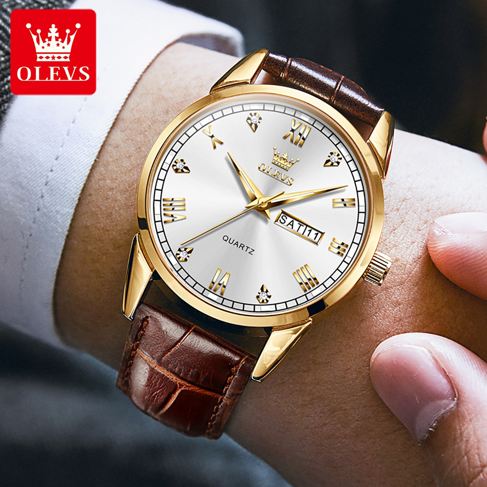 OLEVS 6896 Top Brand Men Quart - Leather Watch Band Men incelemesi ve fiyatı