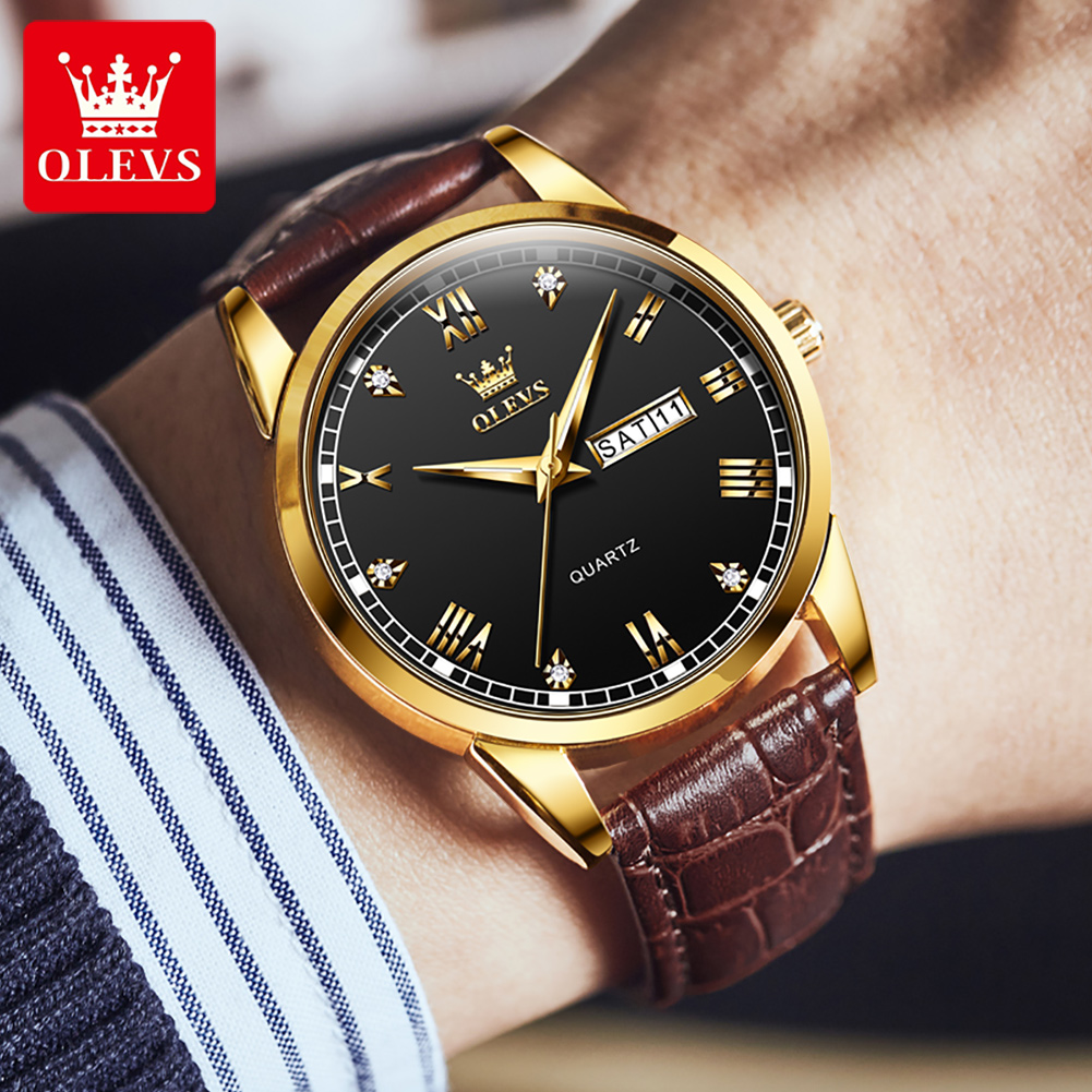 OLEVS 6896 Top Brand Men Quart - Leather Watch Band Men incelemesi ve fiyatı
