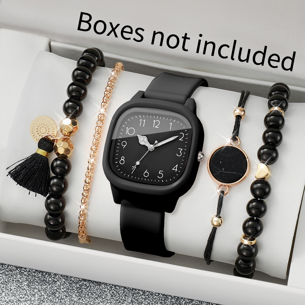 5PCS Fashion Square Women Watc - Silicone Band Women incelemesi ve fiyatı
