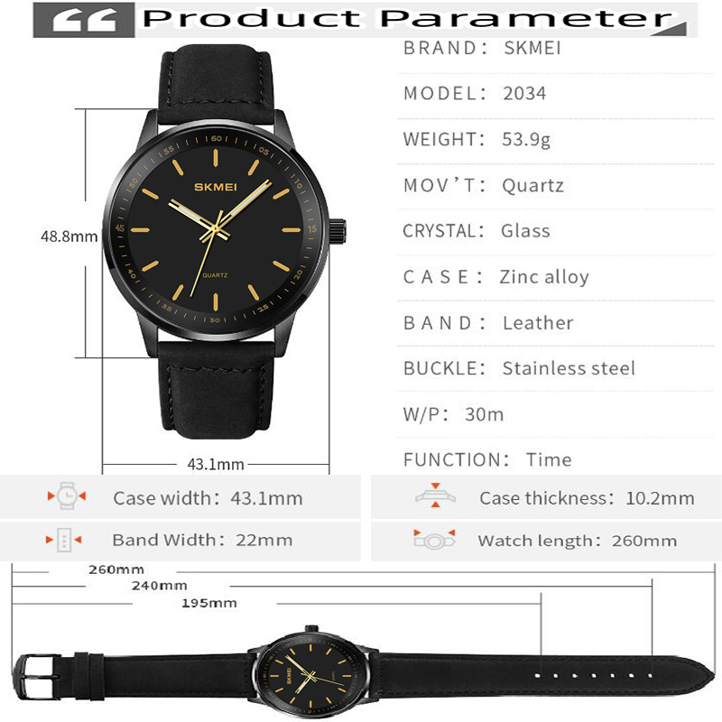 Skmei Original Brand Quartz Wa - Leather Watch Band Men incelemesi ve fiyatı