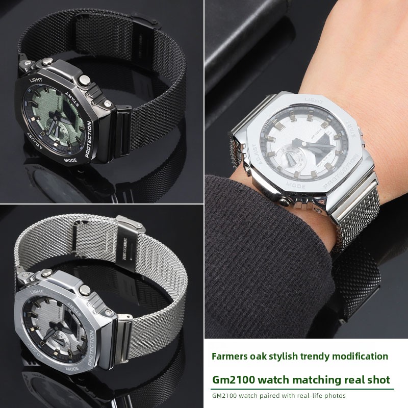 For Casio GSHOCK GA-2100 GA-21 - Mesh Strap Metal incelemesi ve fiyatı