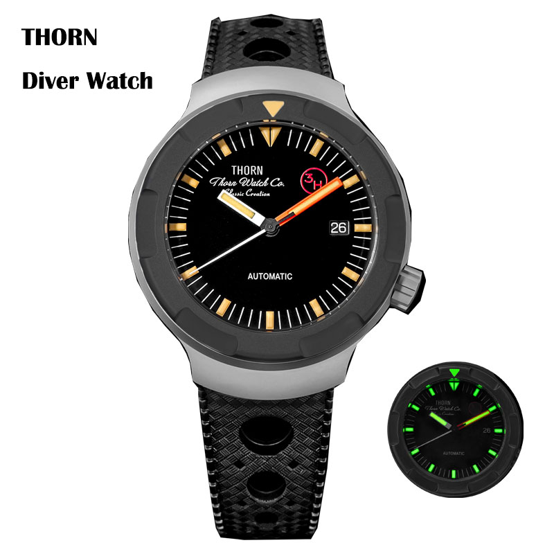 Thorn 42mm Men's Retro Titaniu - Rubber Strap Diver incelemesi ve fiyatı